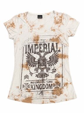 Daytrip Buckle Graphic Tee Med Brown Tie Dye Imperial Royal Couture Kingdom Y2K